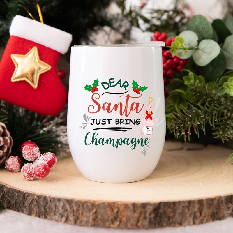 Dear Santa Bring Champagne UVDTF or DTF Decal