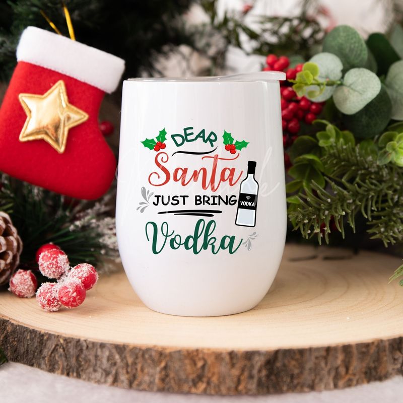 Dear Santa Bring Vodka UVDTF or DTF Decal