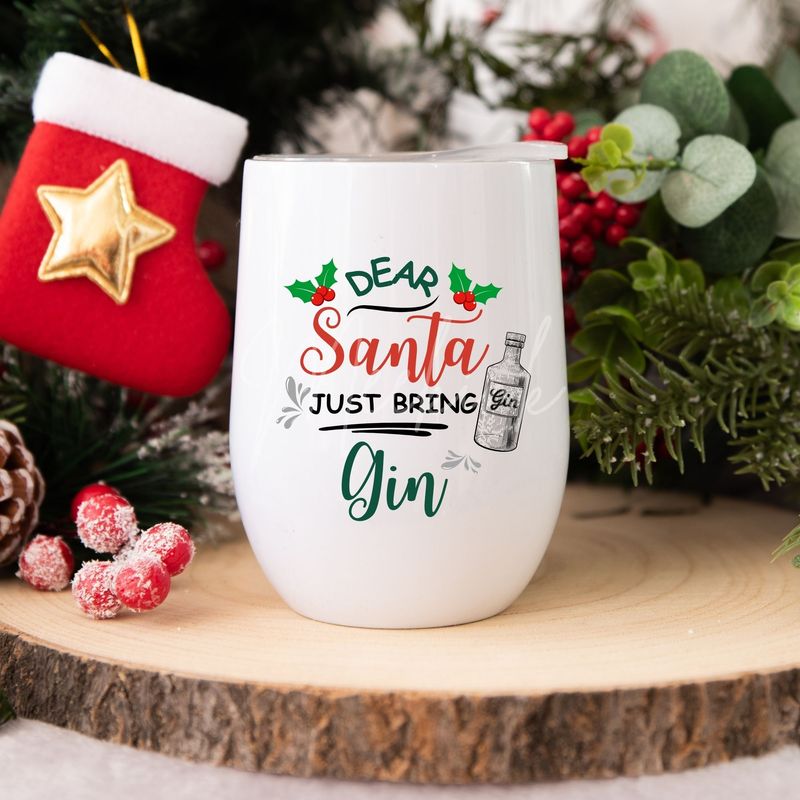 Dear Santa Bring Gin UVDTF or DTF Decal