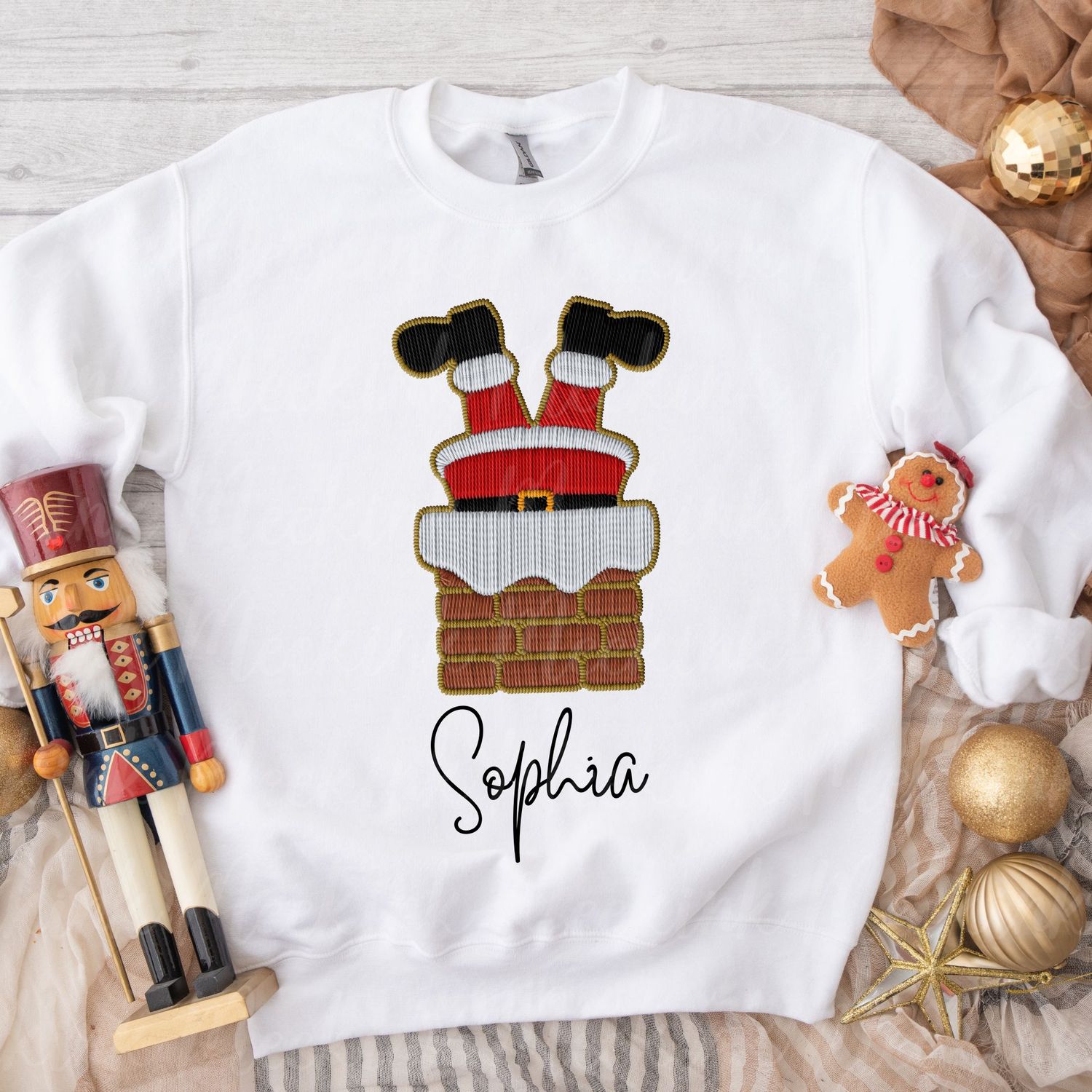 Faux Embroidery When Santa Got Stuck DTF Decal