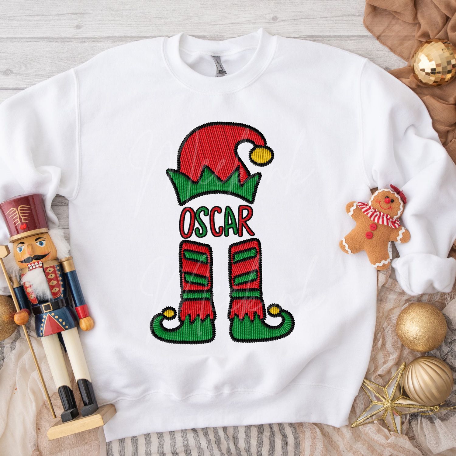 Faux Embroidery Elf Legs DTF Decal