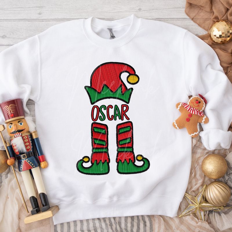 Faux Embroidery Elf Legs DTF Decal