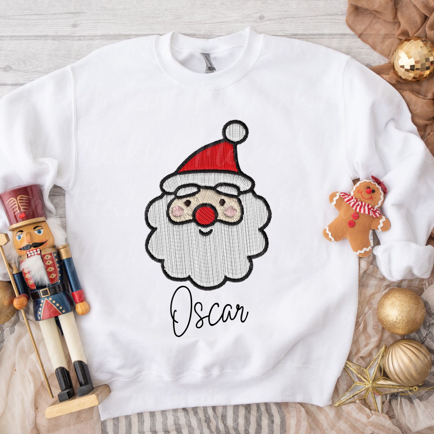 Faux Embroidery Santa DTF Decal