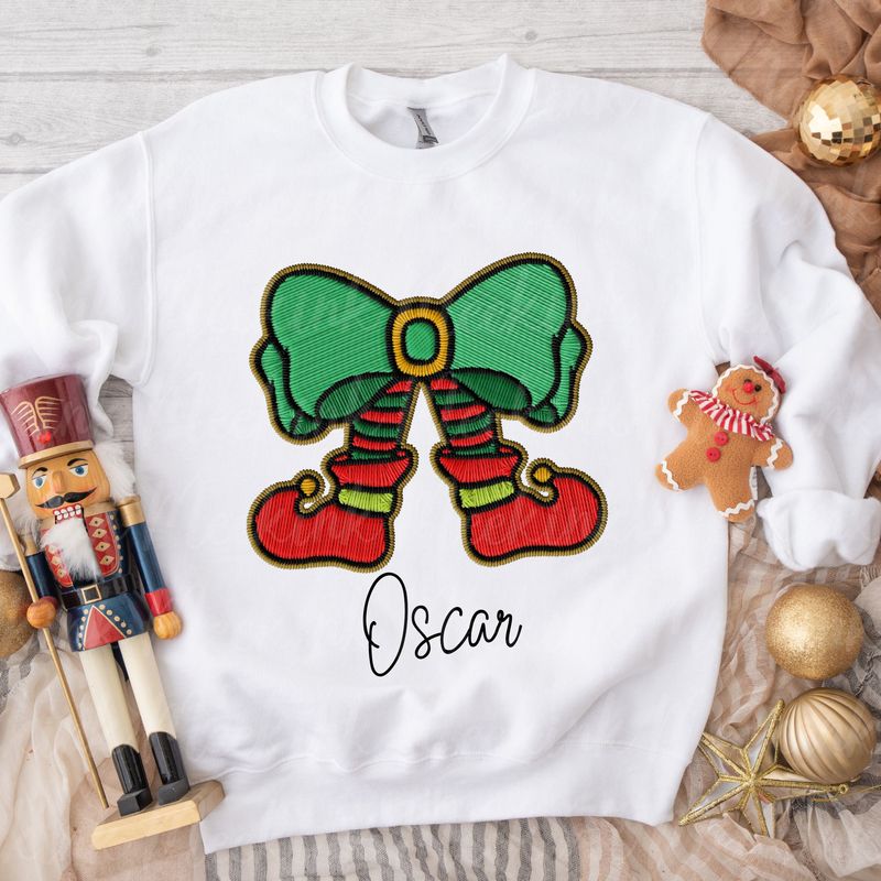 Faux Embroidery Elf Bow DTF Decal