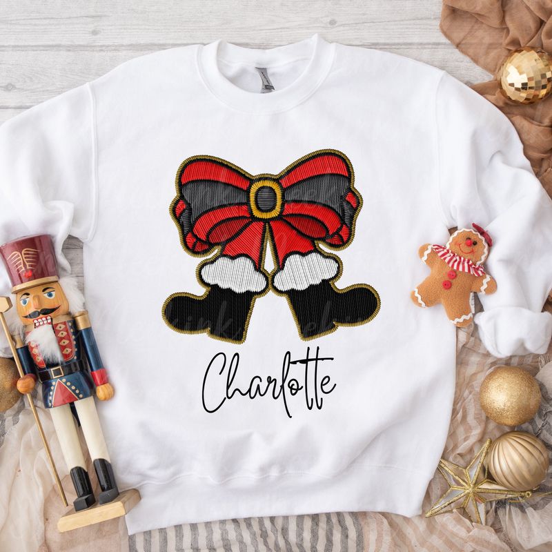 Faux Embroidery Santa Bow DTF Decal