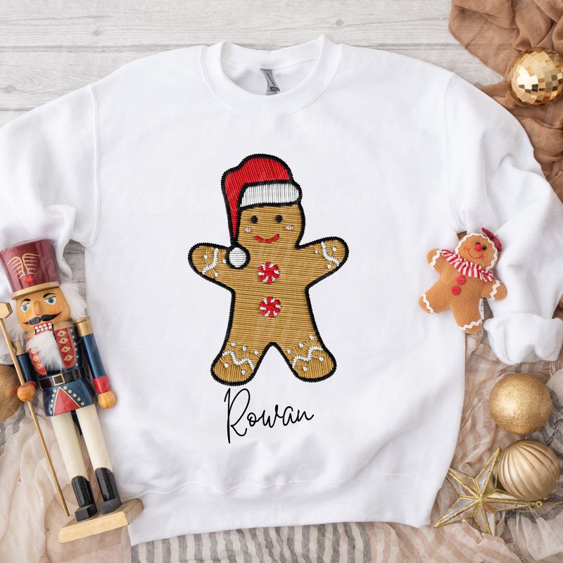 Faux Embroidery Gingerbread Boy DTF Decal