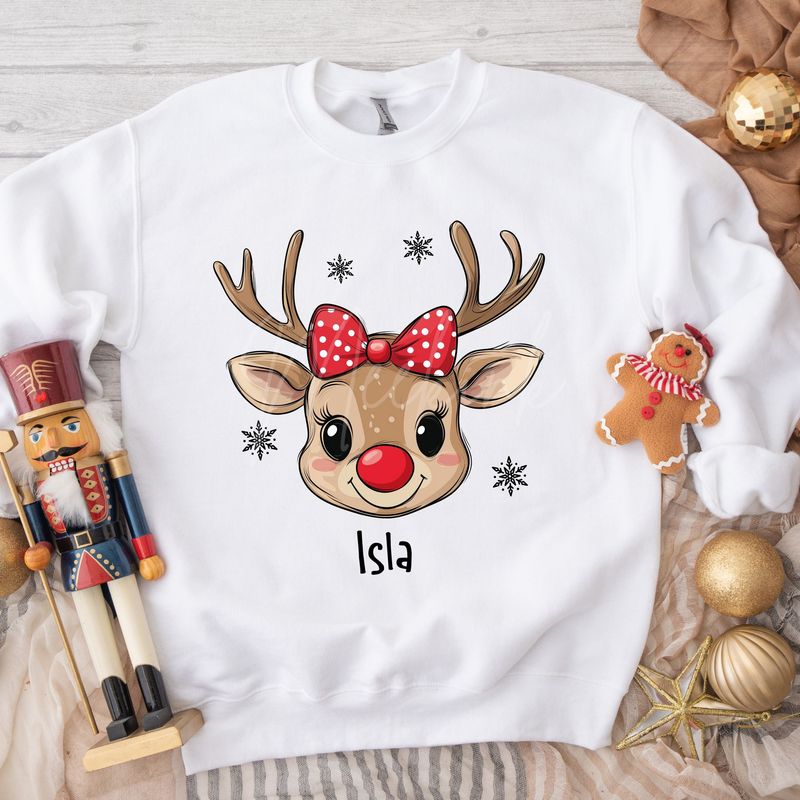 Cute Reindeer Bow DTF Decal