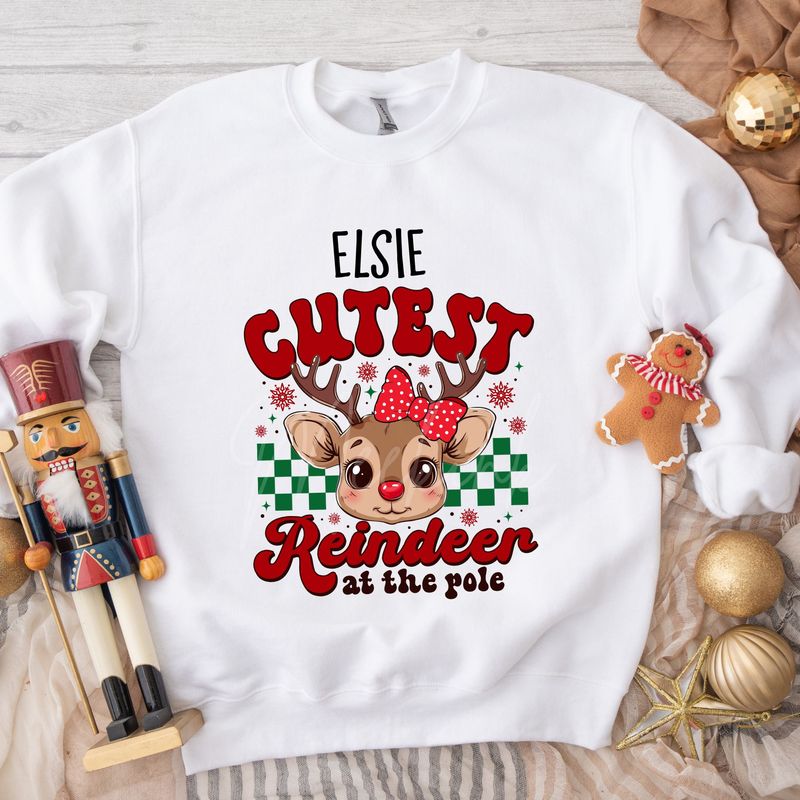 Coolest Reindeer Red Bow DTF Decal