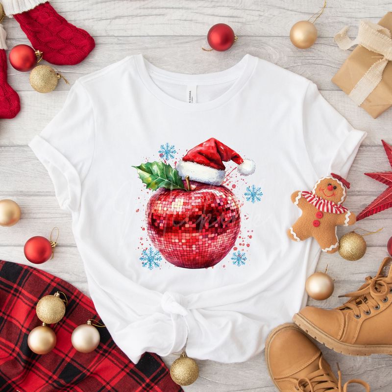 Christmas Apple Santa Hat DTF Decal
