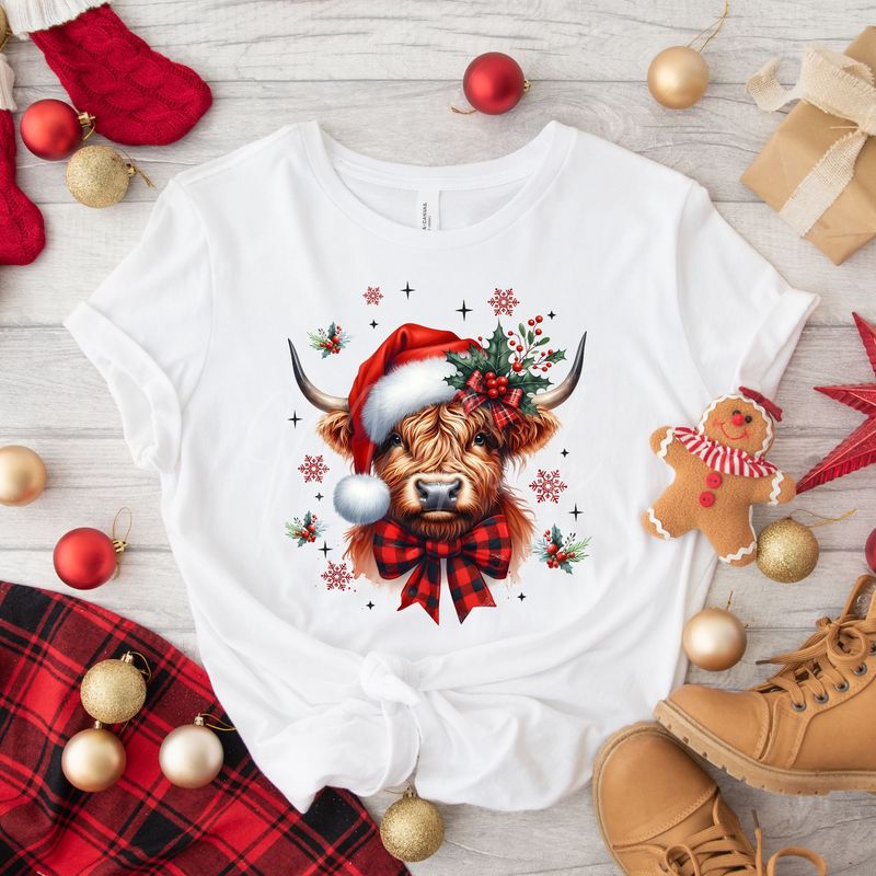 Christmas Highland Cow DTF Decal