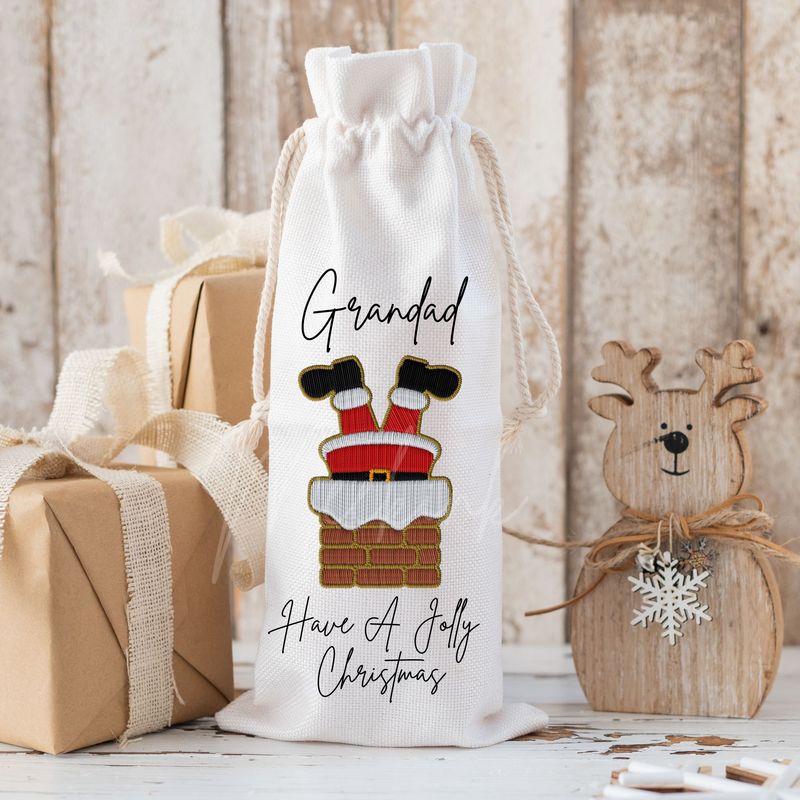 Personalised Chimney Santa Faux Embroidery DTF Decal