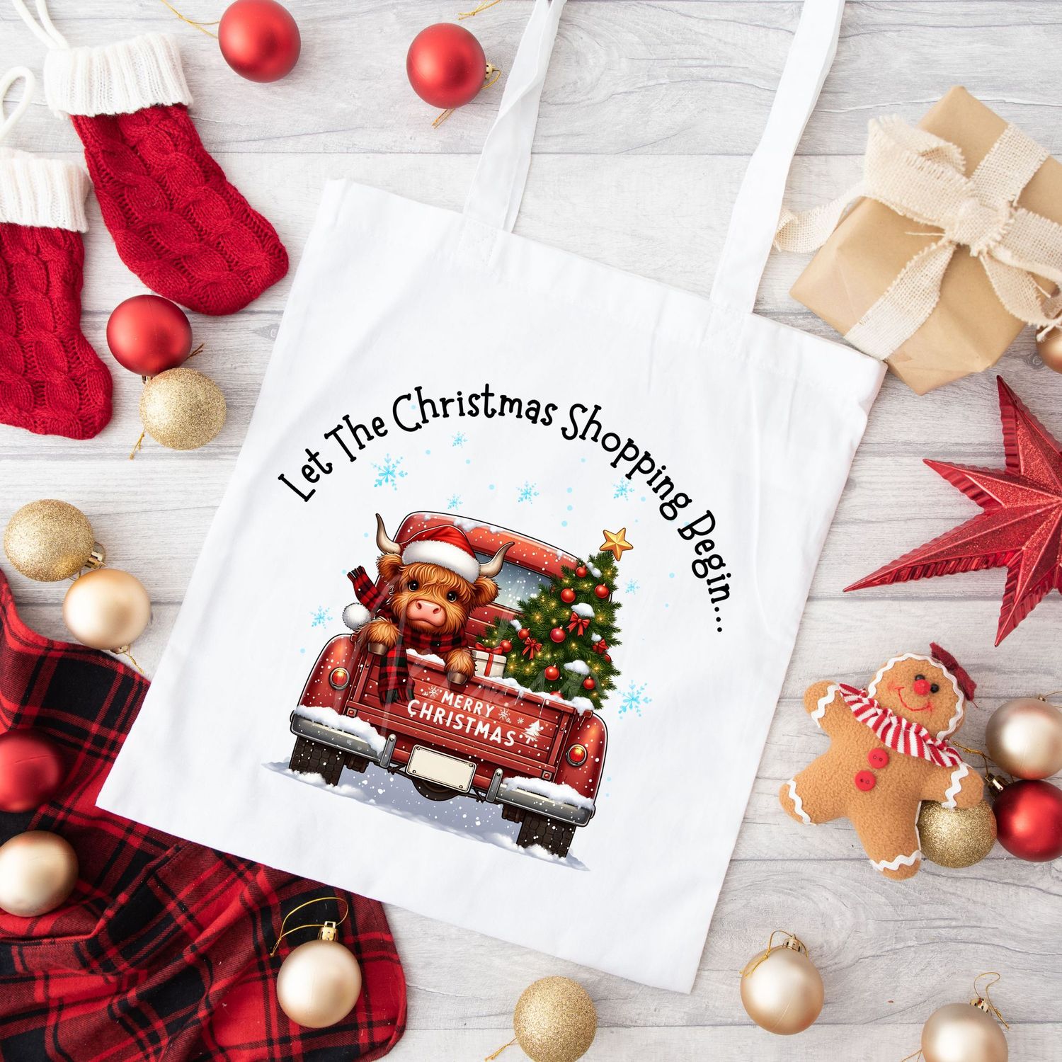 Christmas Shopping Bag DTF Decal