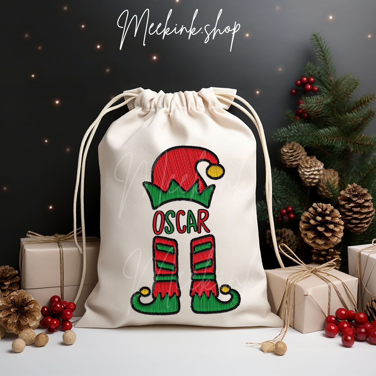Faux Embroidery Elf Legs 2 DTF Decal