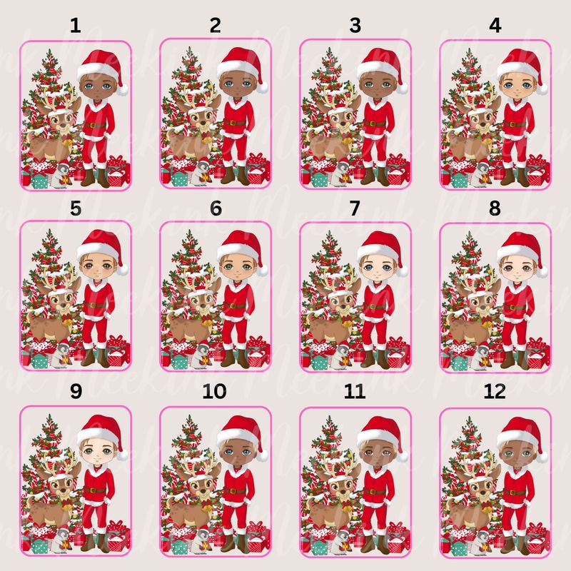 Christmas Boy Doll Reindeer &amp; Penguin Decal
