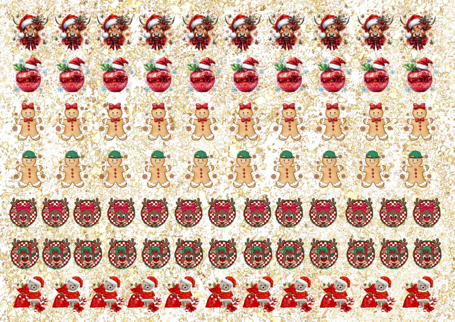 Christmas Bow Sheet 1 A4 DTF Decals