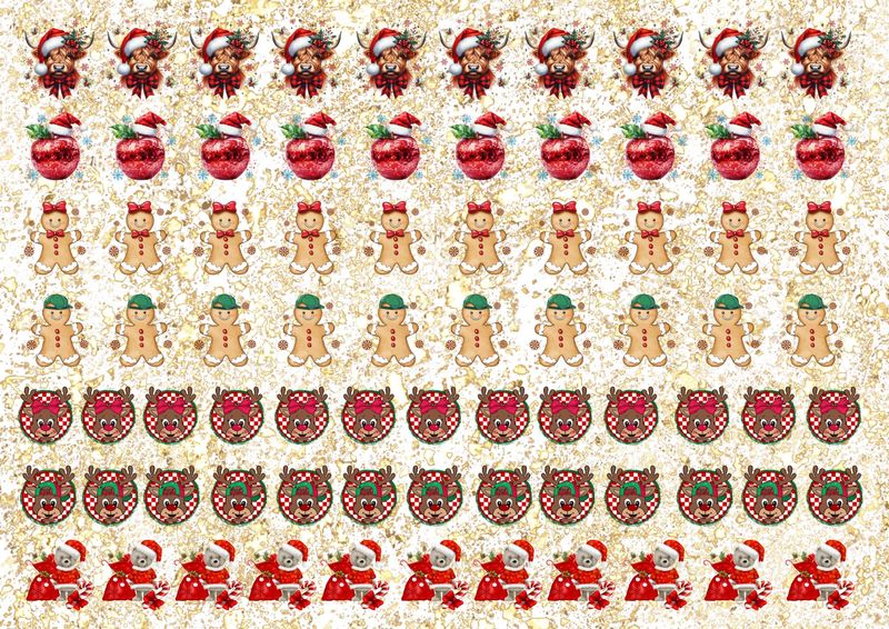 Christmas Bow Sheet 1 A4 DTF Decals