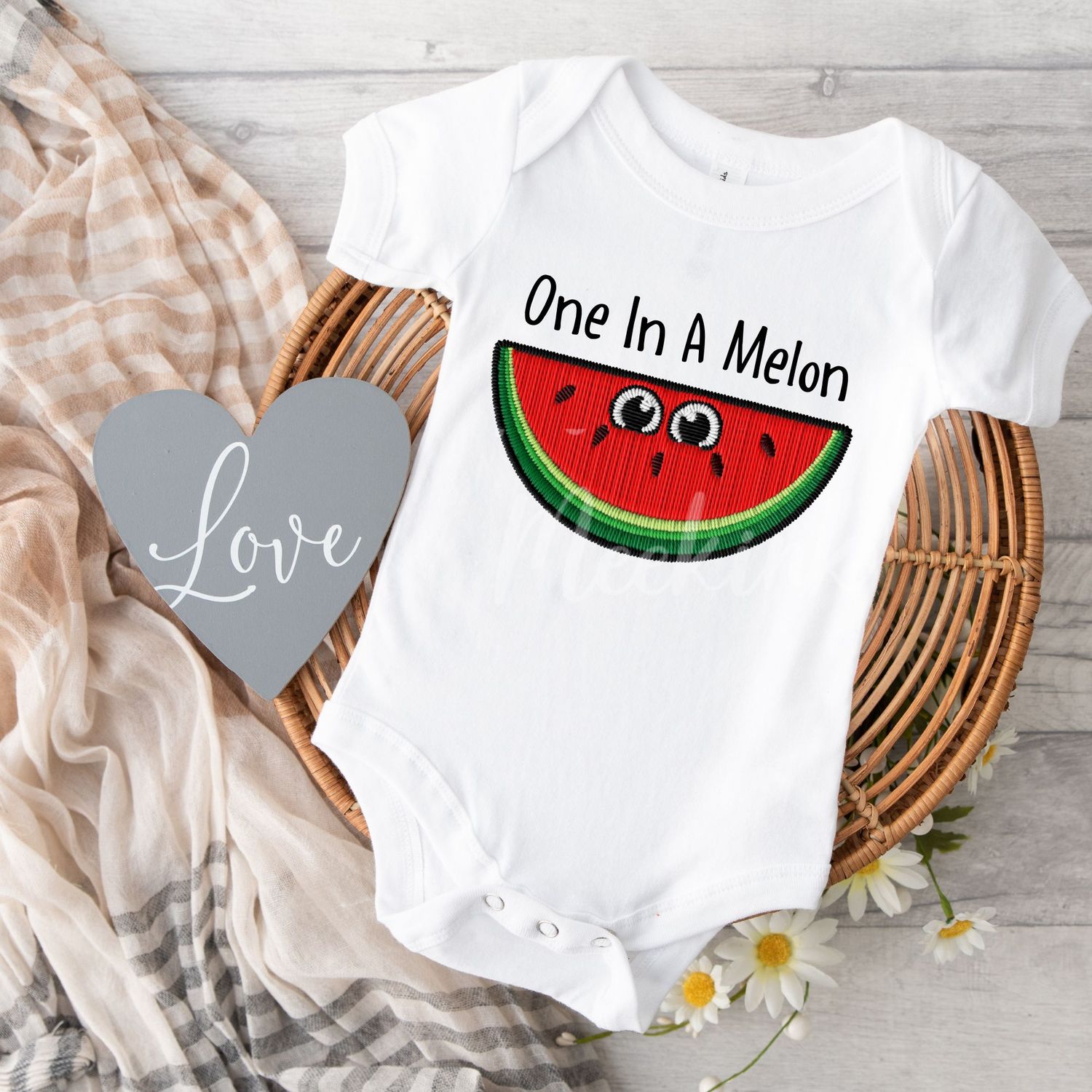 Faux Embroidery One In A Melon DTF Decal