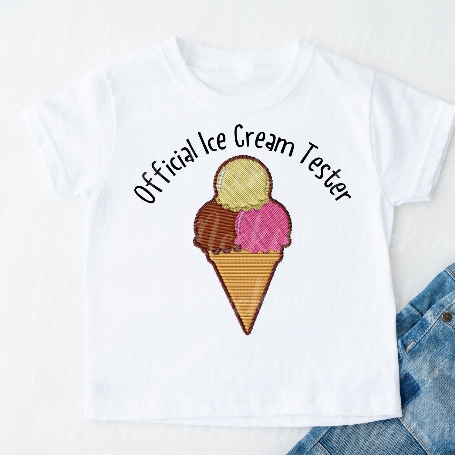 Faux Embroidery Ice Cream Tester DTF Decal