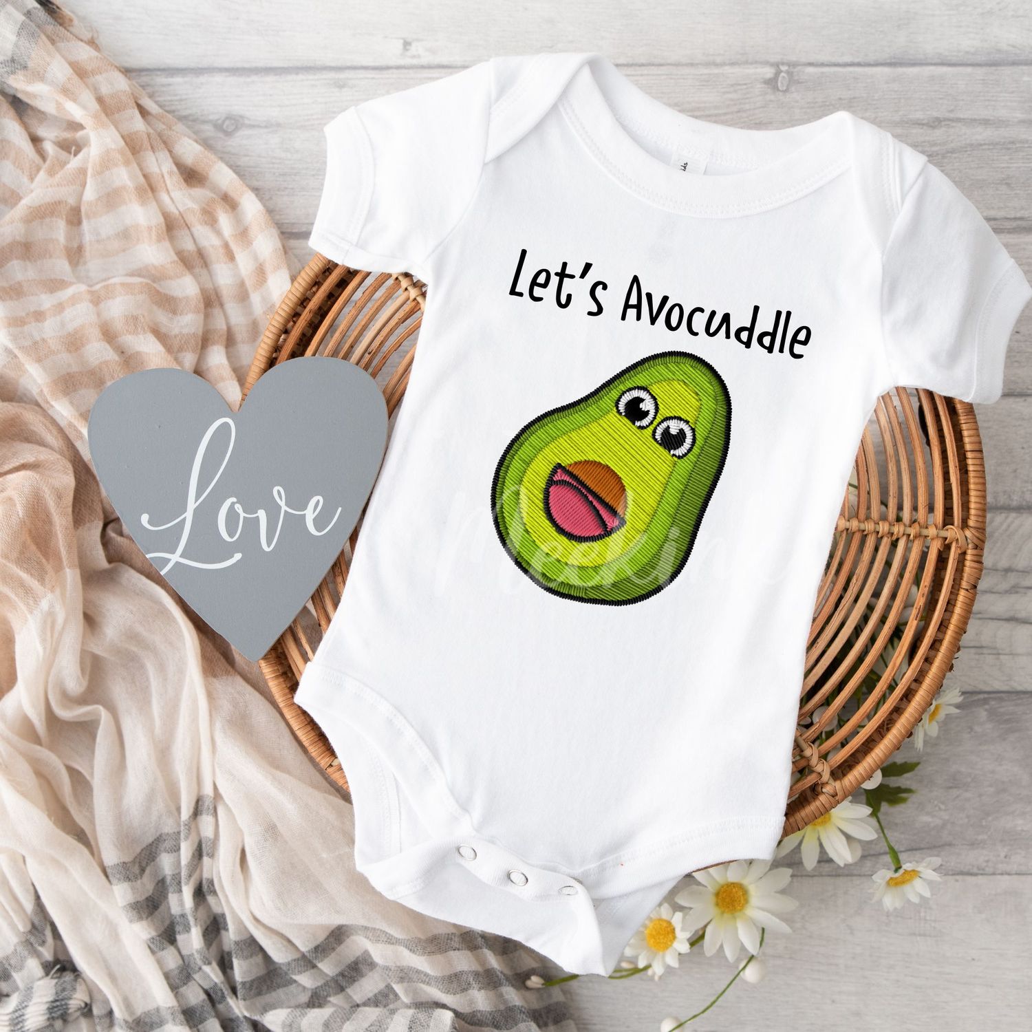 Faux Embroidery Avo Cuddle DTF Decal