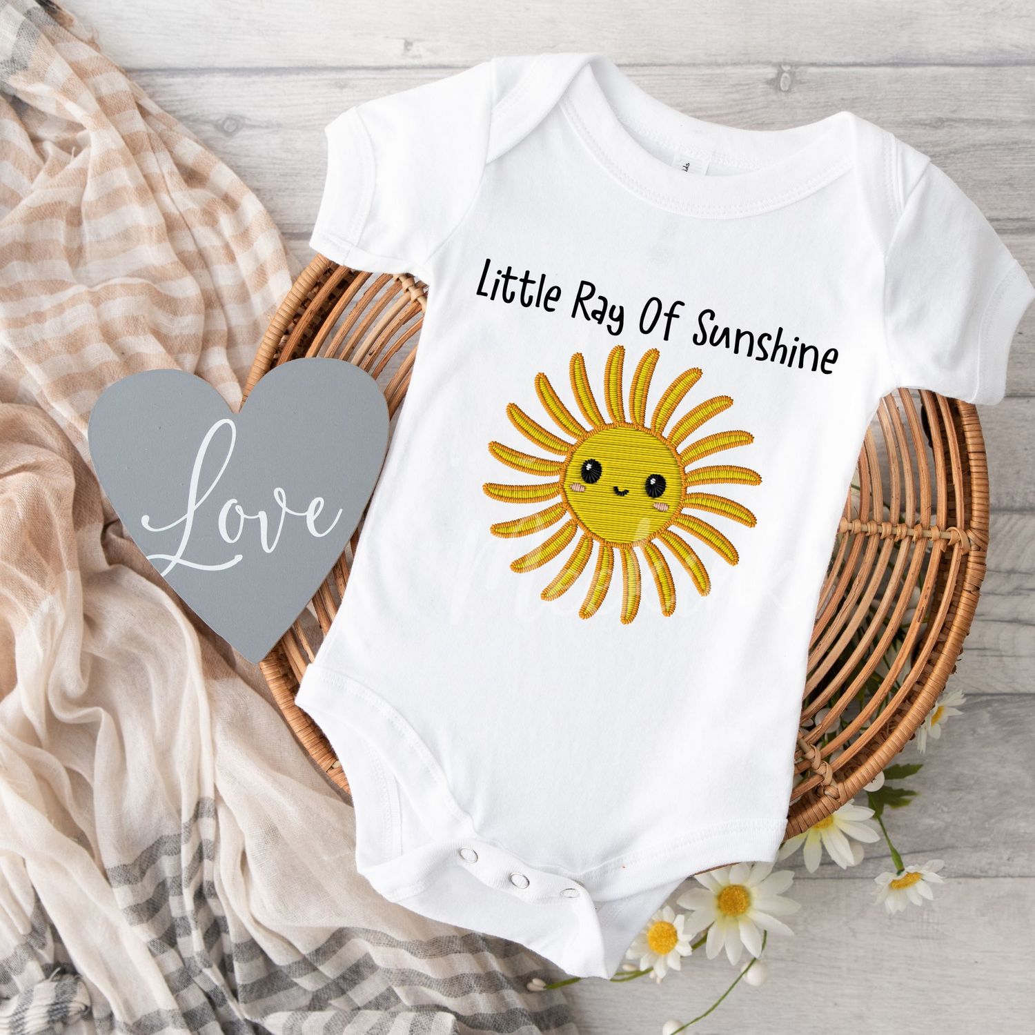 Faux Embroidery Little Ray Of Sunshine DTF Decal