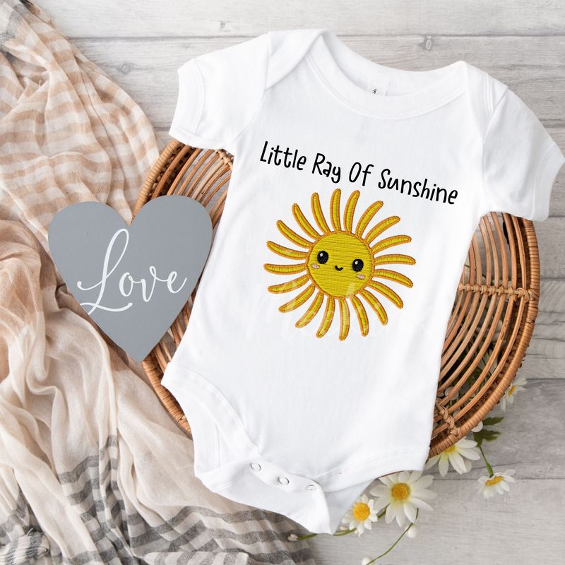 Faux Embroidery Little Ray Of Sunshine DTF Decal