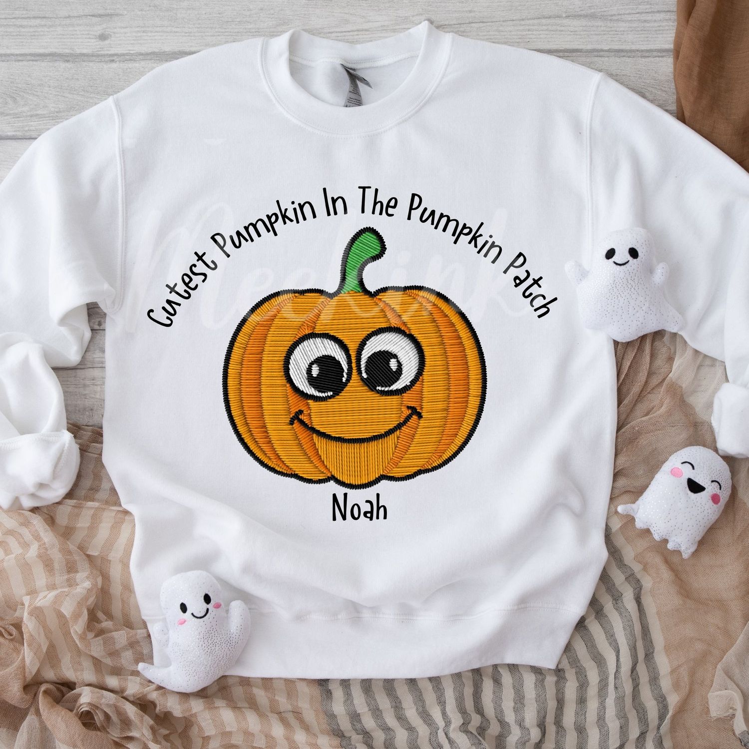 Faux Embroidery Pumpkin Patch Boy DTF Decal