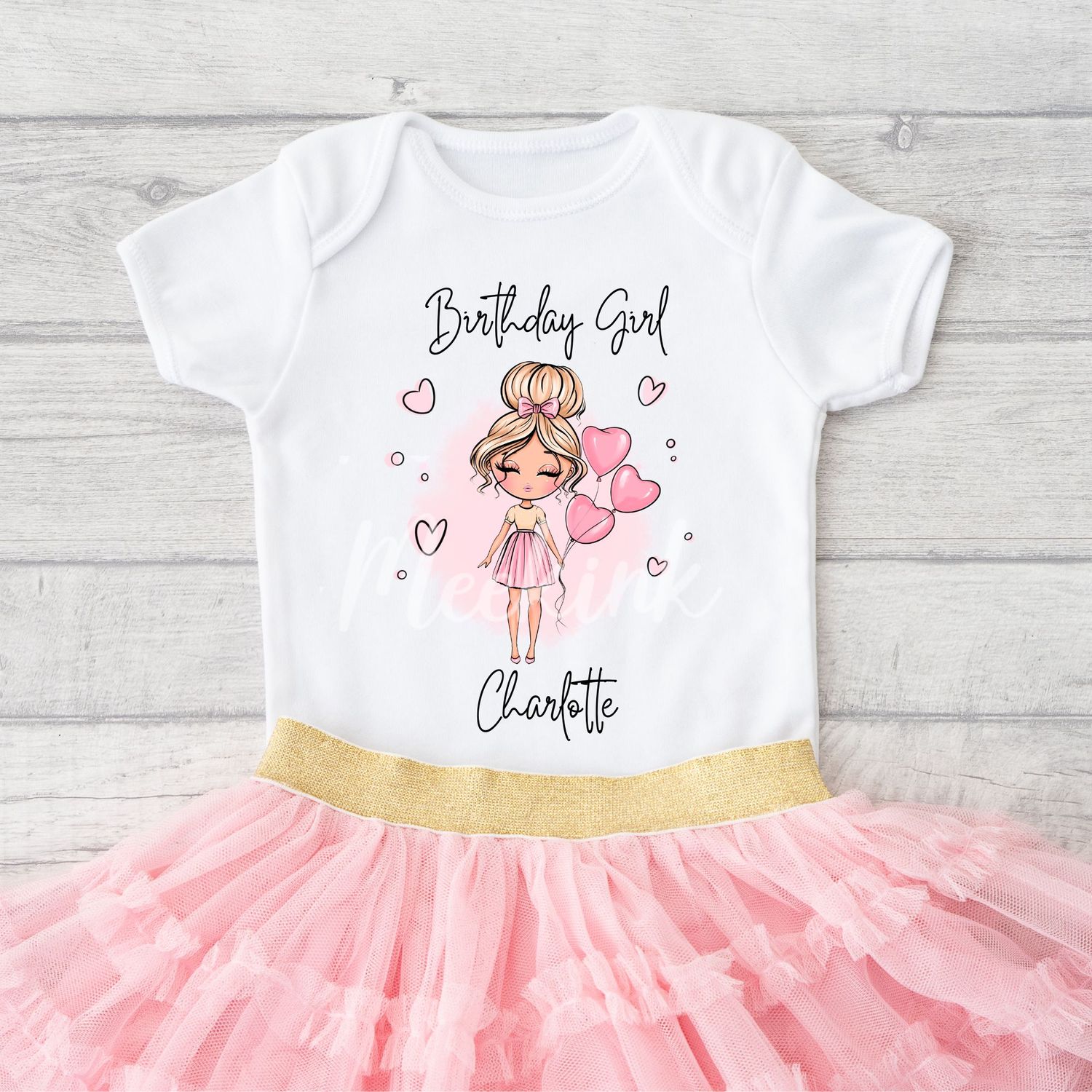 Birthday Girl Pink Balloons DTF Decal