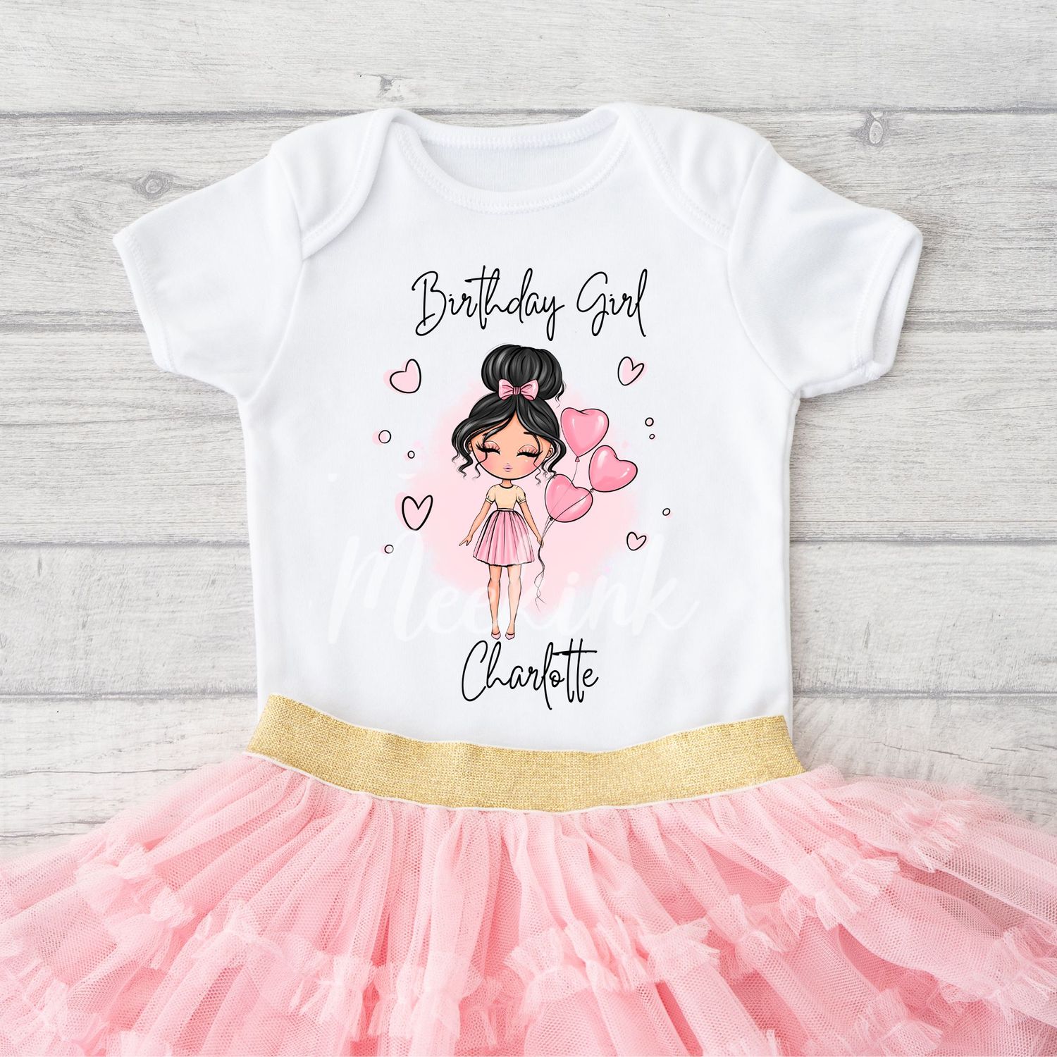 Birthday Girl Pink Balloons DTF Decal