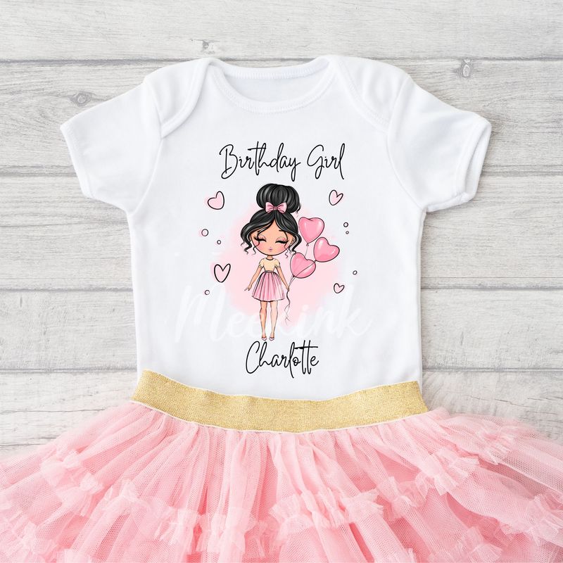 Birthday Girl Pink Balloons DTF Decal
