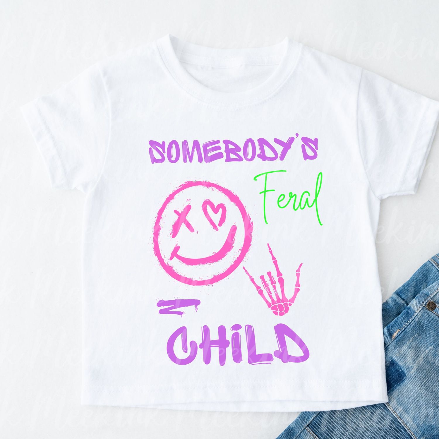 Feral Child Green, Purple &amp; Pink DTF Decal