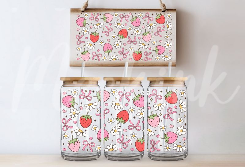 Strawberry Bows 16oz UVDTF Wrap