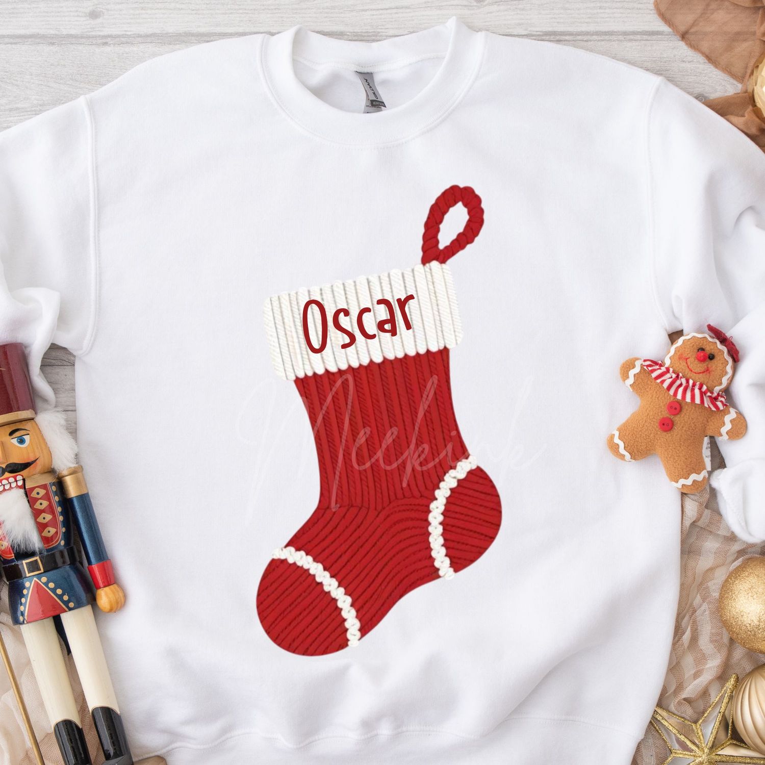 Faux Embroidery Personalised Stocking DTF Decal