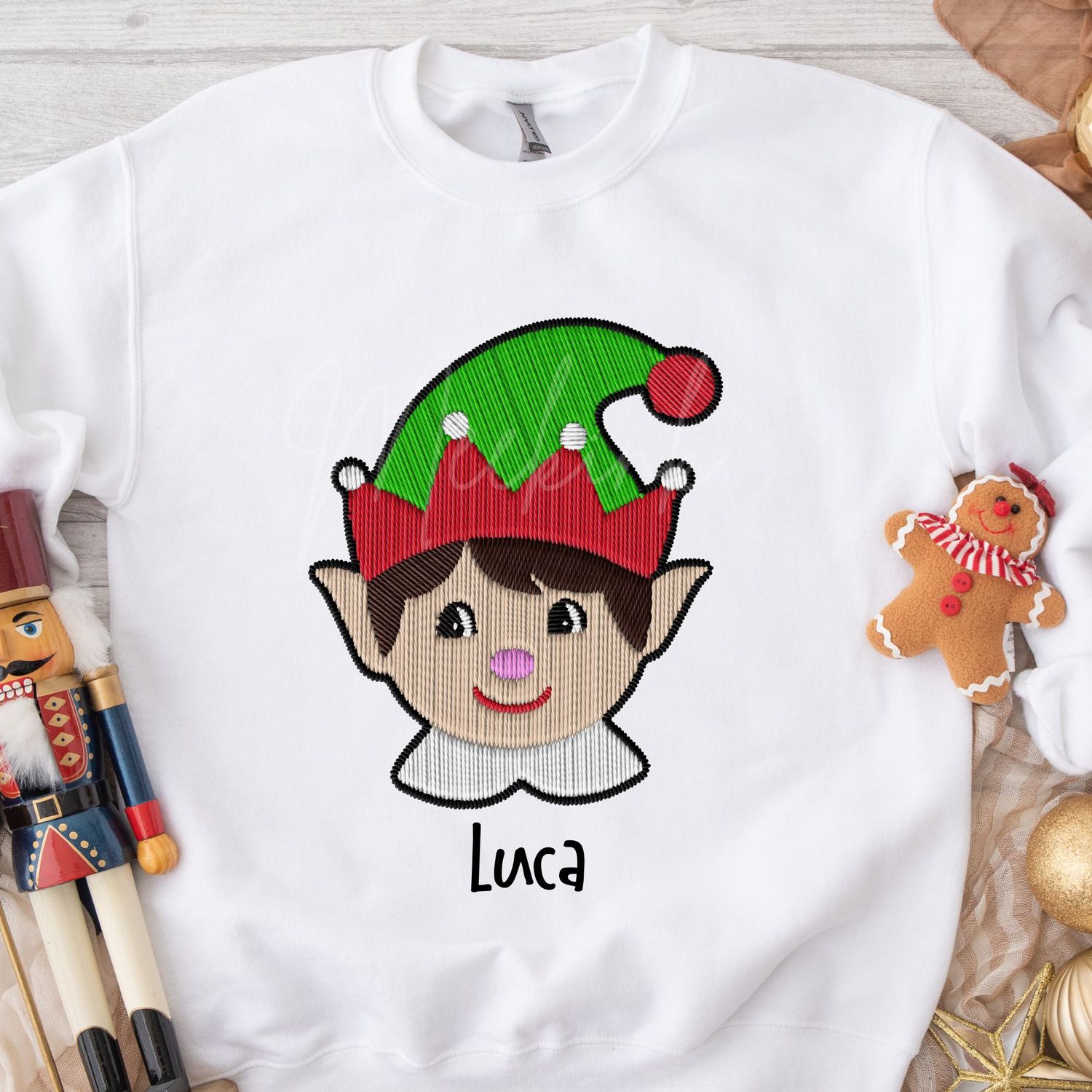 Faux Embroidery Dark Hair Boy Elf DTF Decal