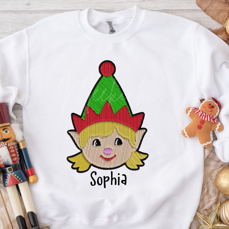 Glitter Faux Embroidery Blonde Girl Elf DTF Decal