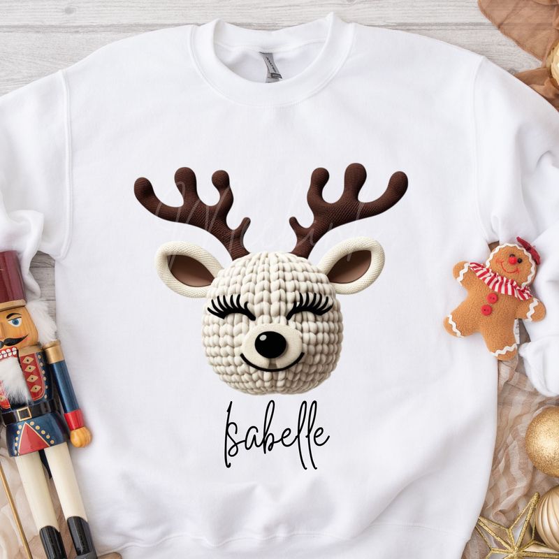 Glitter Faux Cute Chunky Reindeer DTF Decal