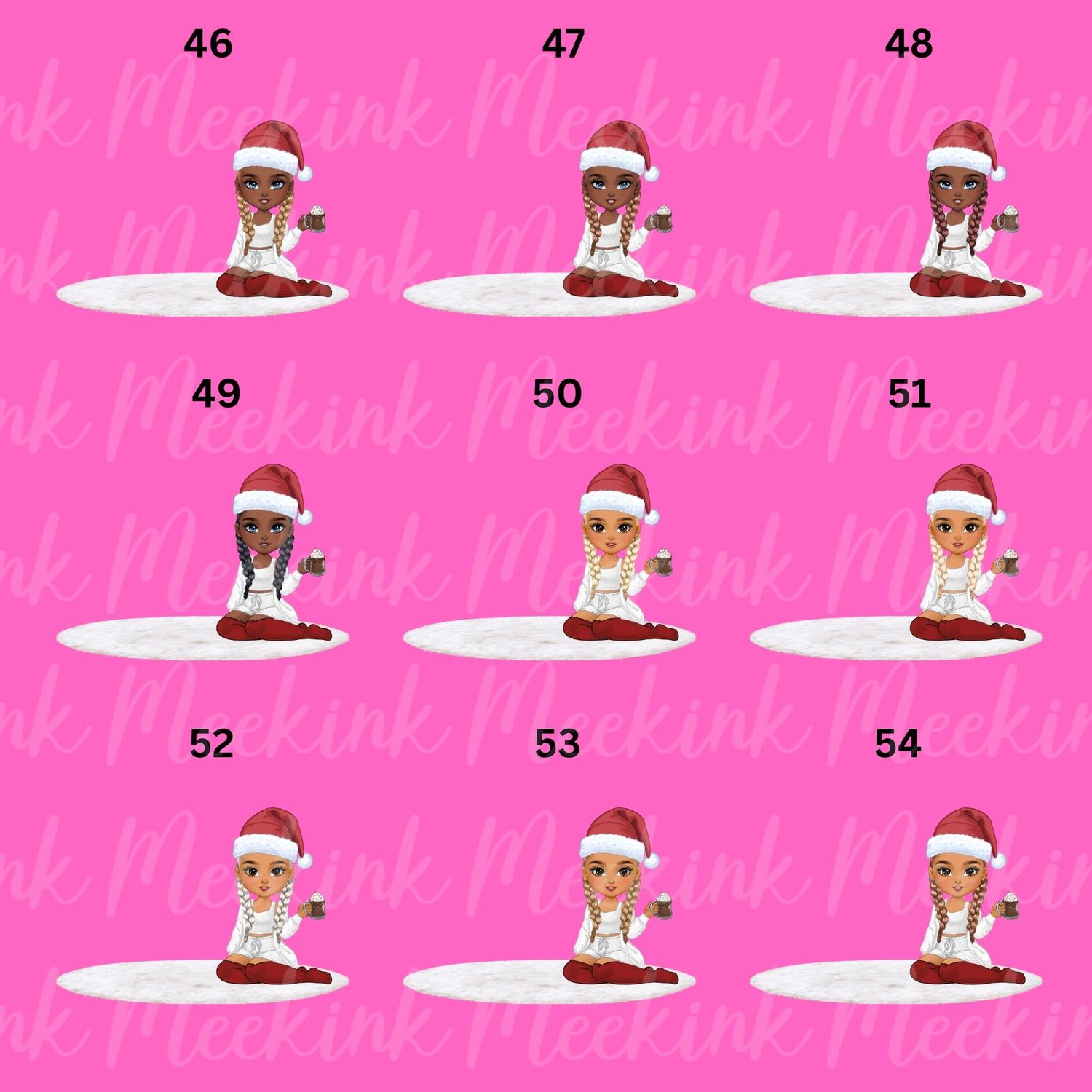 Christmas Girl Chibi Doll With Hot Choccy UVDTF or DTF Decal