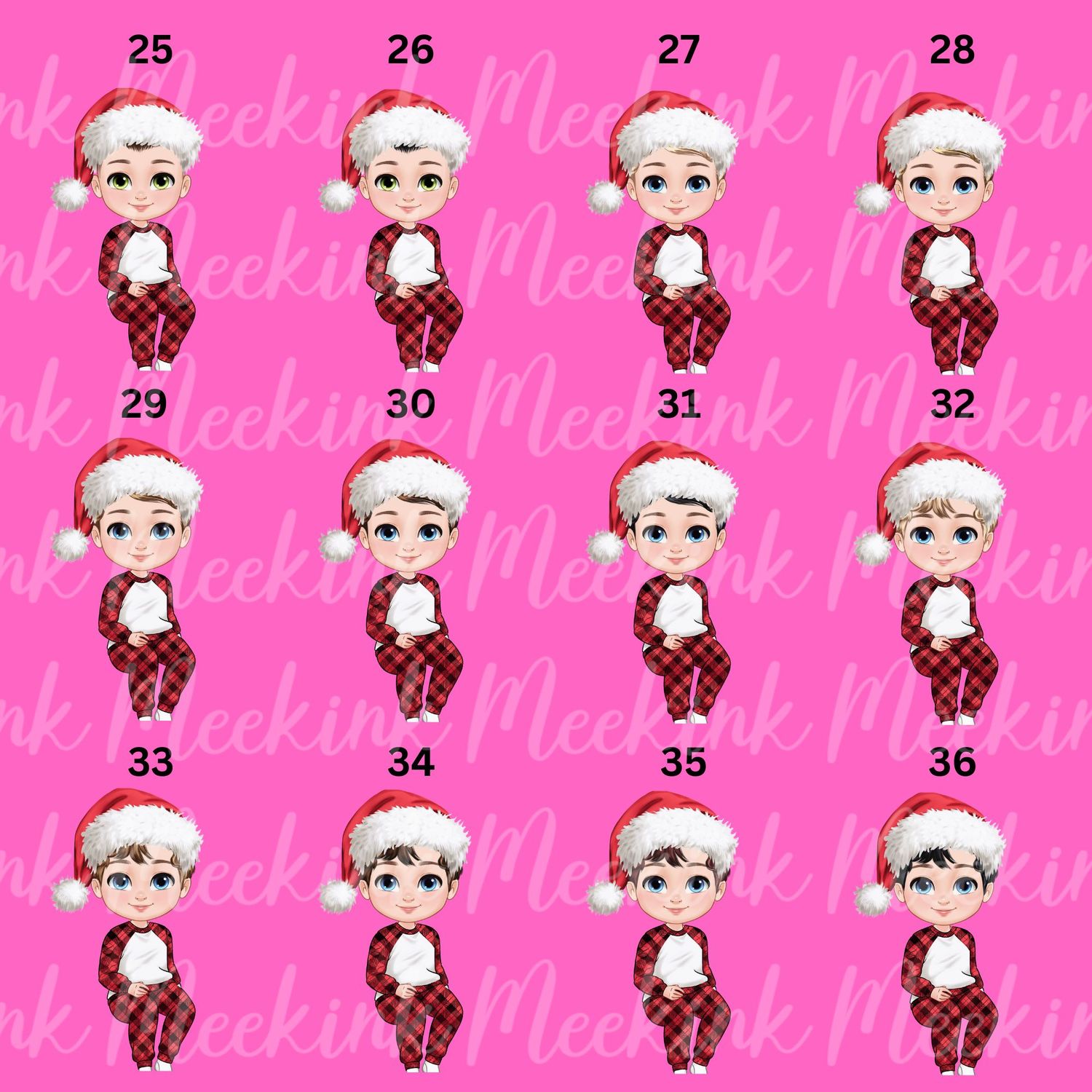Christmas Boy Chibi Doll Present Stack UVDTF or DTF Decal