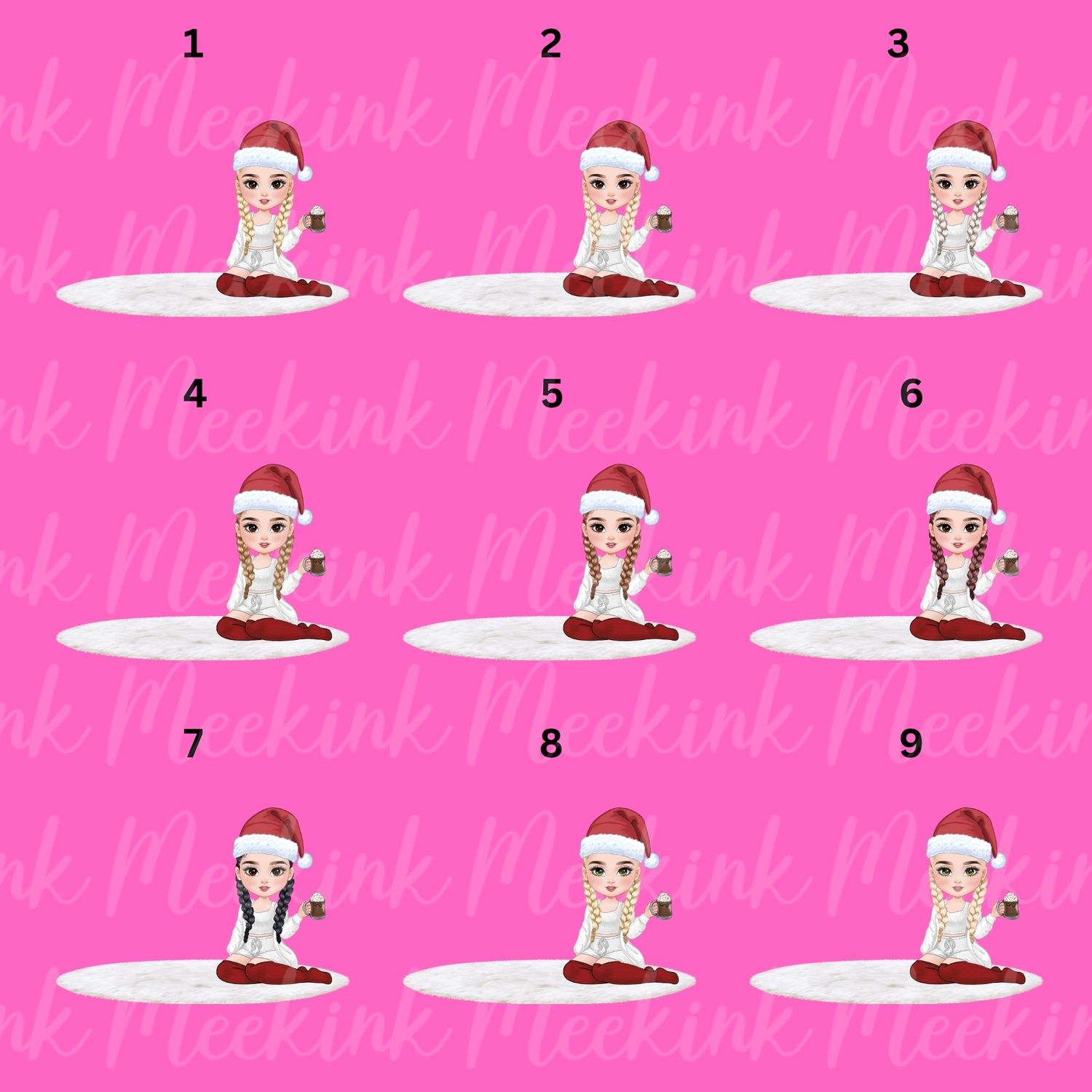 Christmas Girl Chibi Doll With Hot Choccy UVDTF or DTF Decal