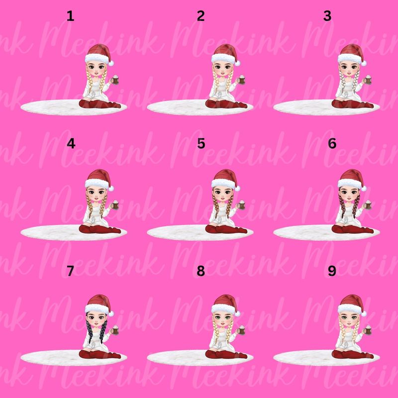 Christmas Girl Chibi Doll With Hot Choccy UVDTF or DTF Decal