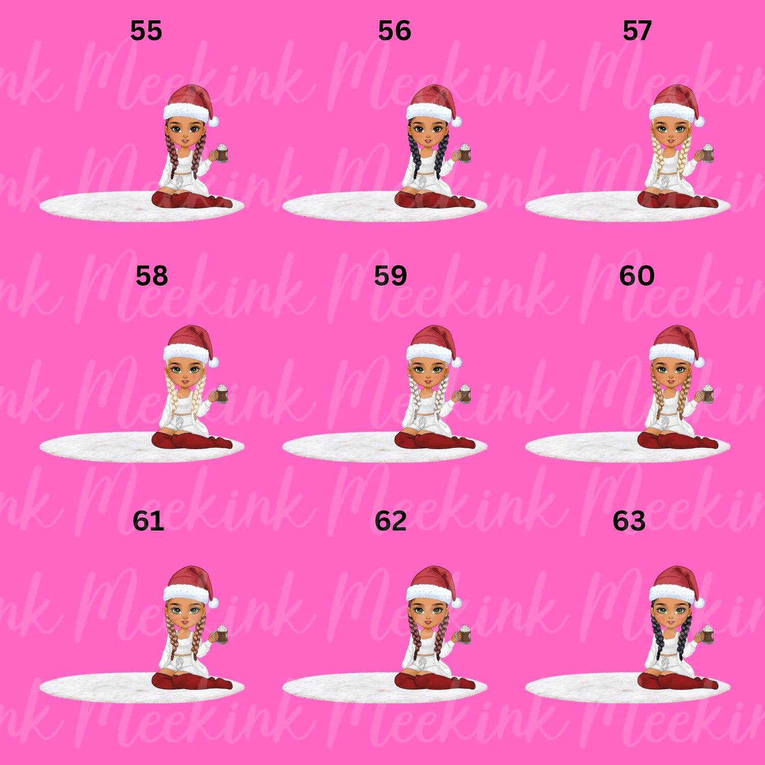 Christmas Girl Chibi Doll With Hot Choccy UVDTF or DTF Decal