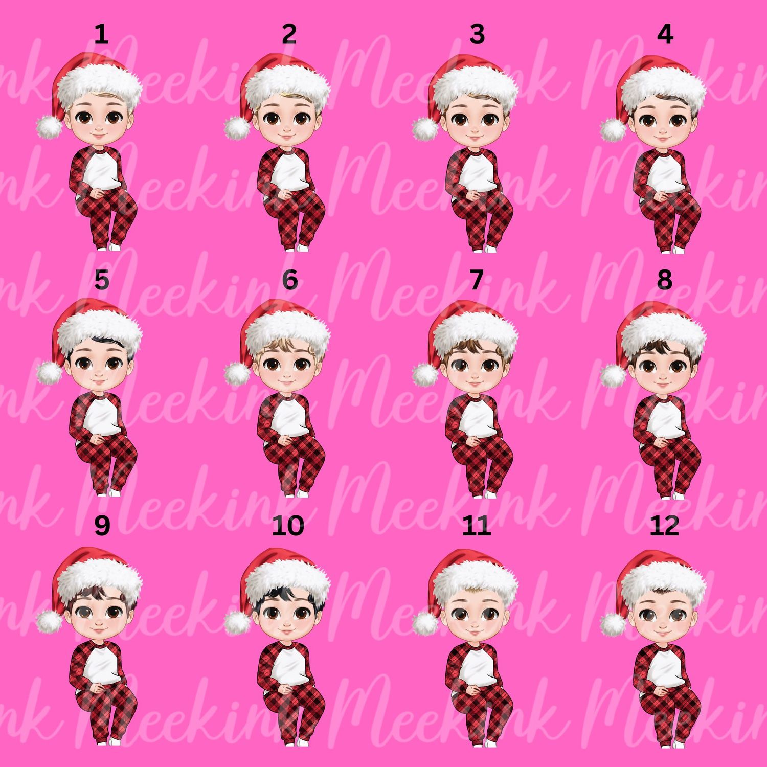 Christmas Boy Chibi Doll Present Stack UVDTF or DTF Decal