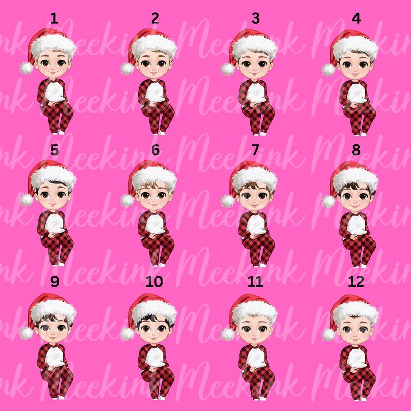 Christmas Boy Chibi Doll Present Stack UVDTF or DTF Decal