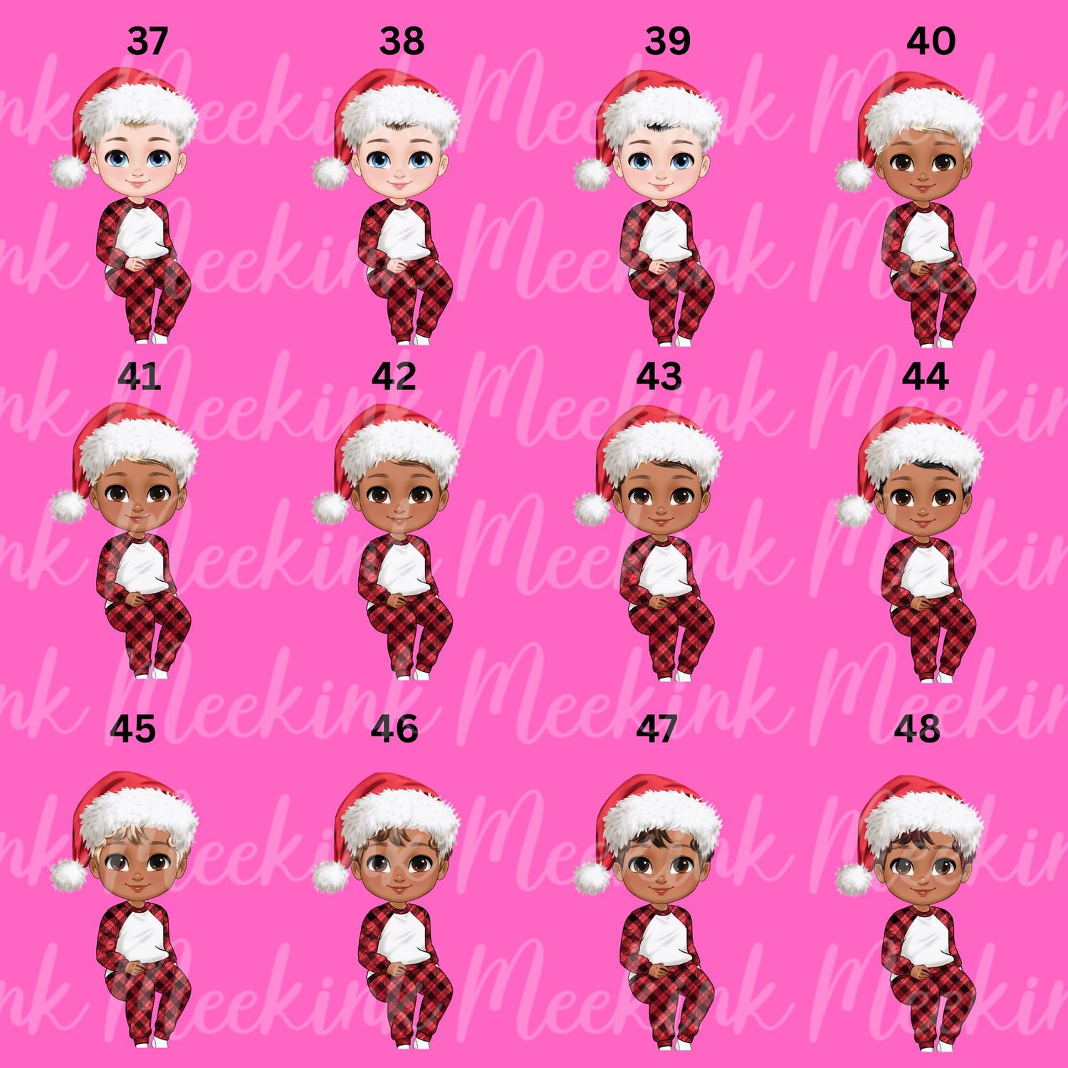 Christmas Boy Chibi Doll Present Stack UVDTF or DTF Decal