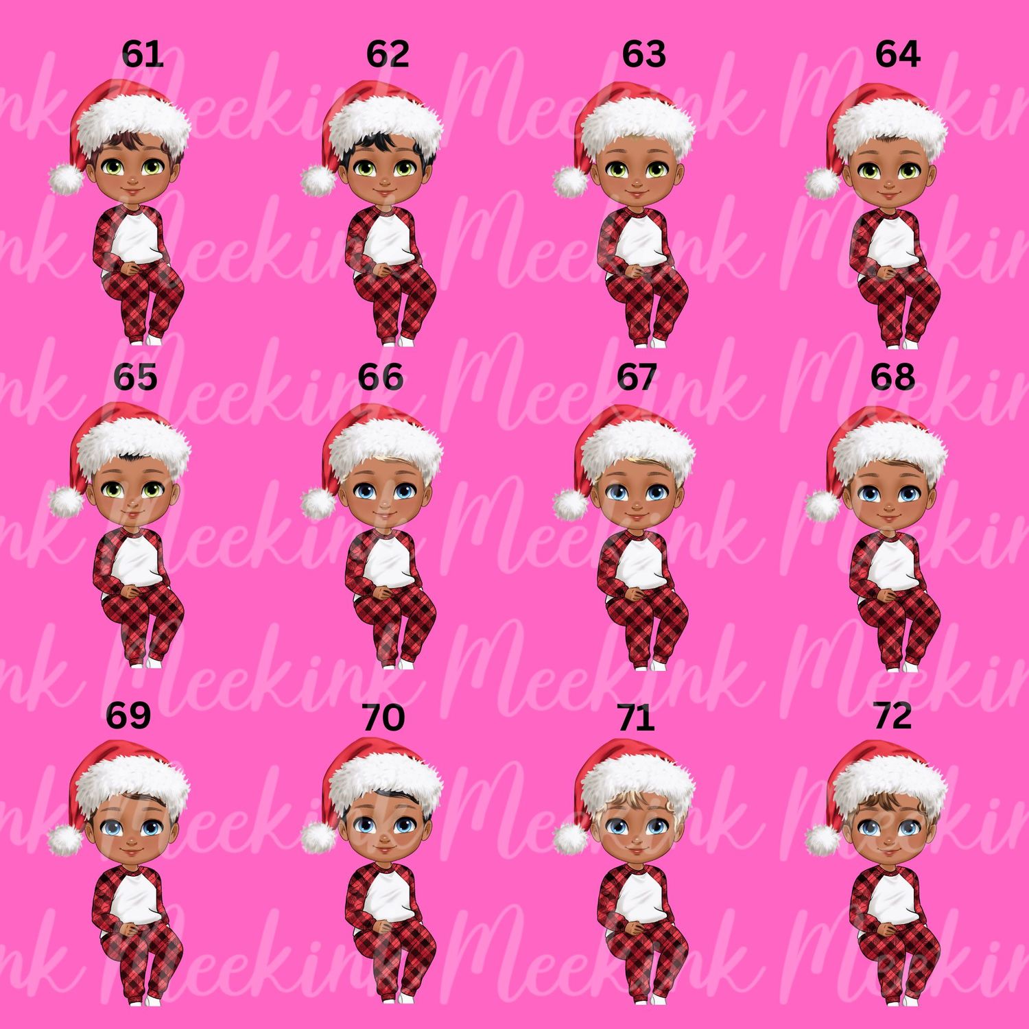 Christmas Boy Chibi Doll Present Stack UVDTF or DTF Decal