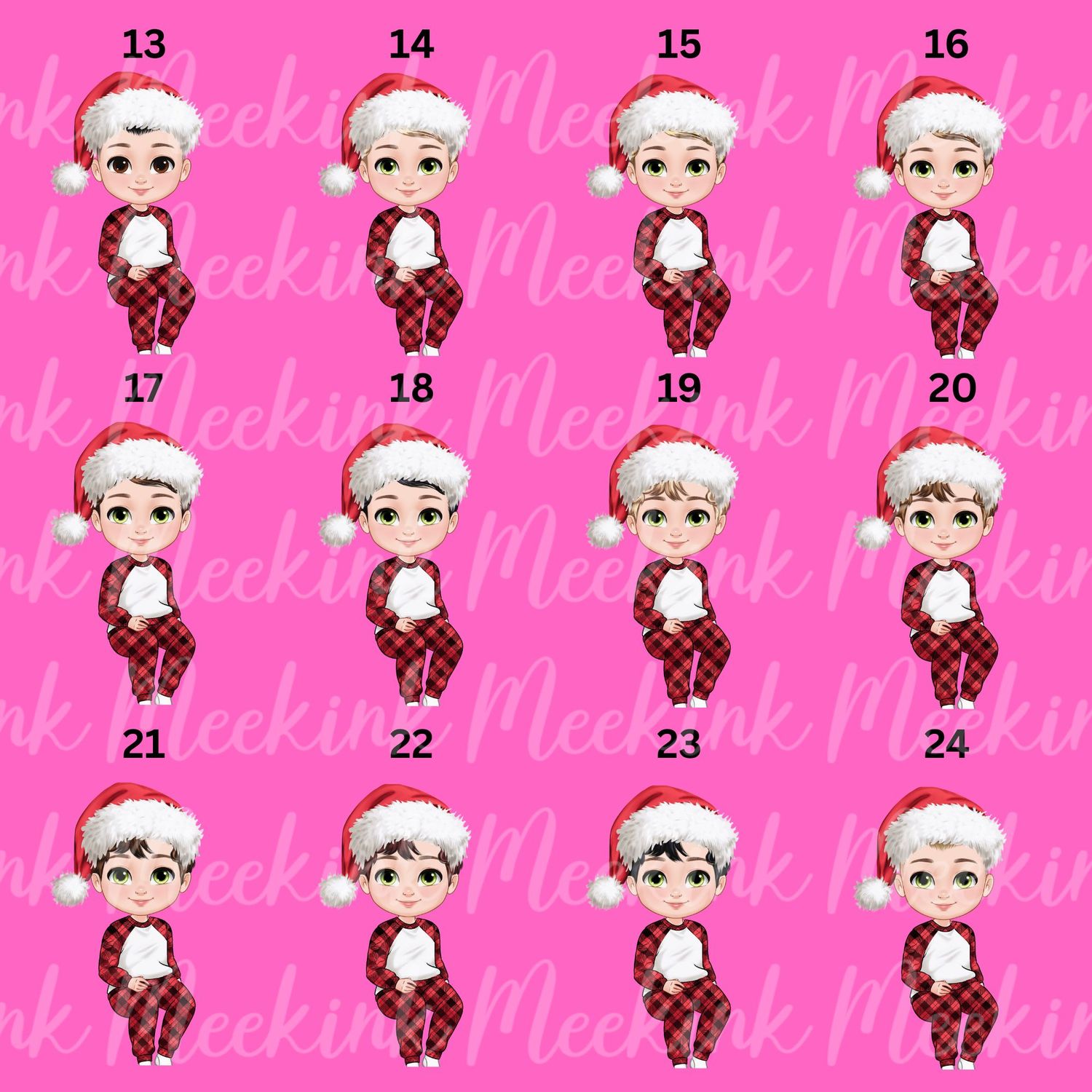 Christmas Boy Chibi Doll Present Stack UVDTF or DTF Decal