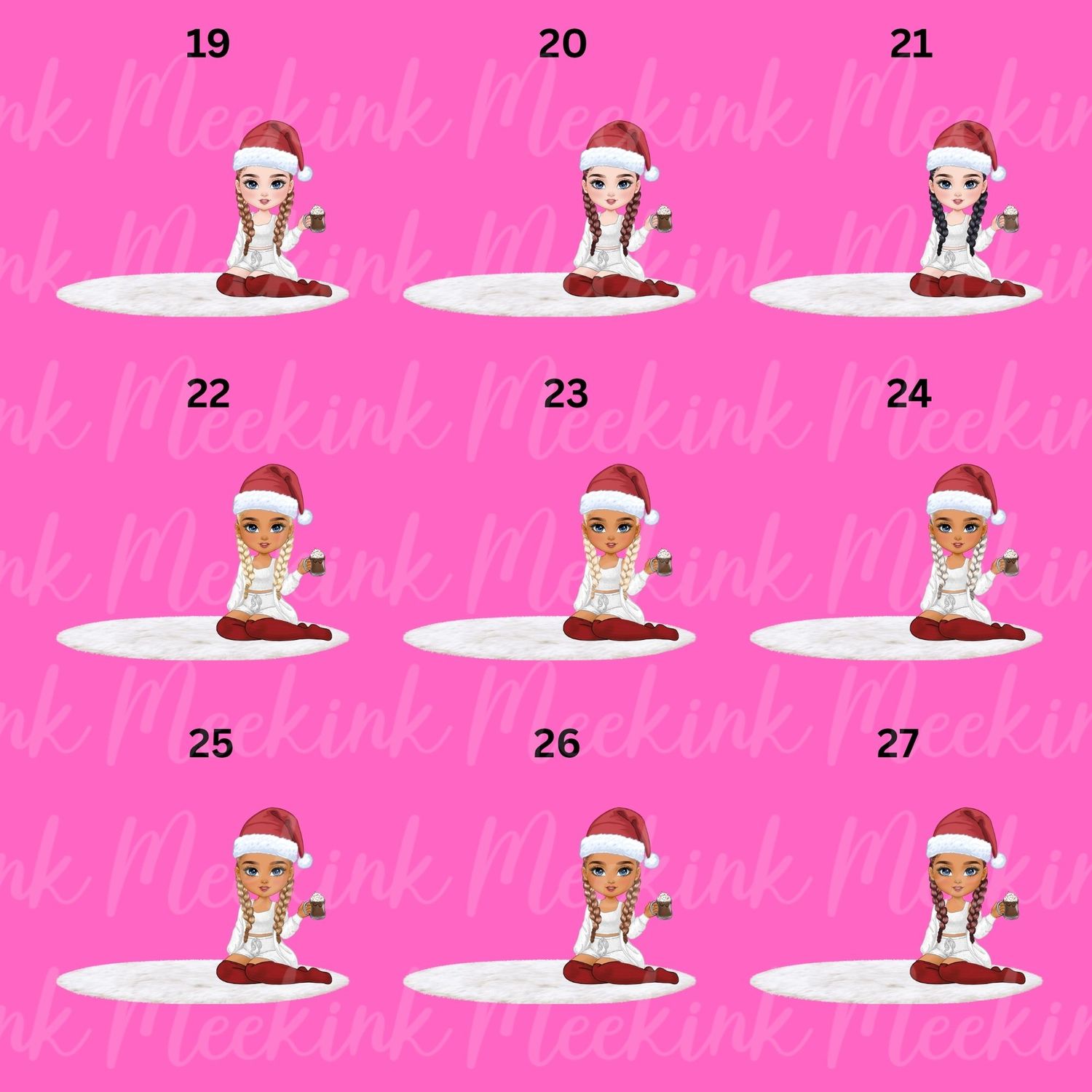 Christmas Girl Chibi Doll With Hot Choccy UVDTF or DTF Decal
