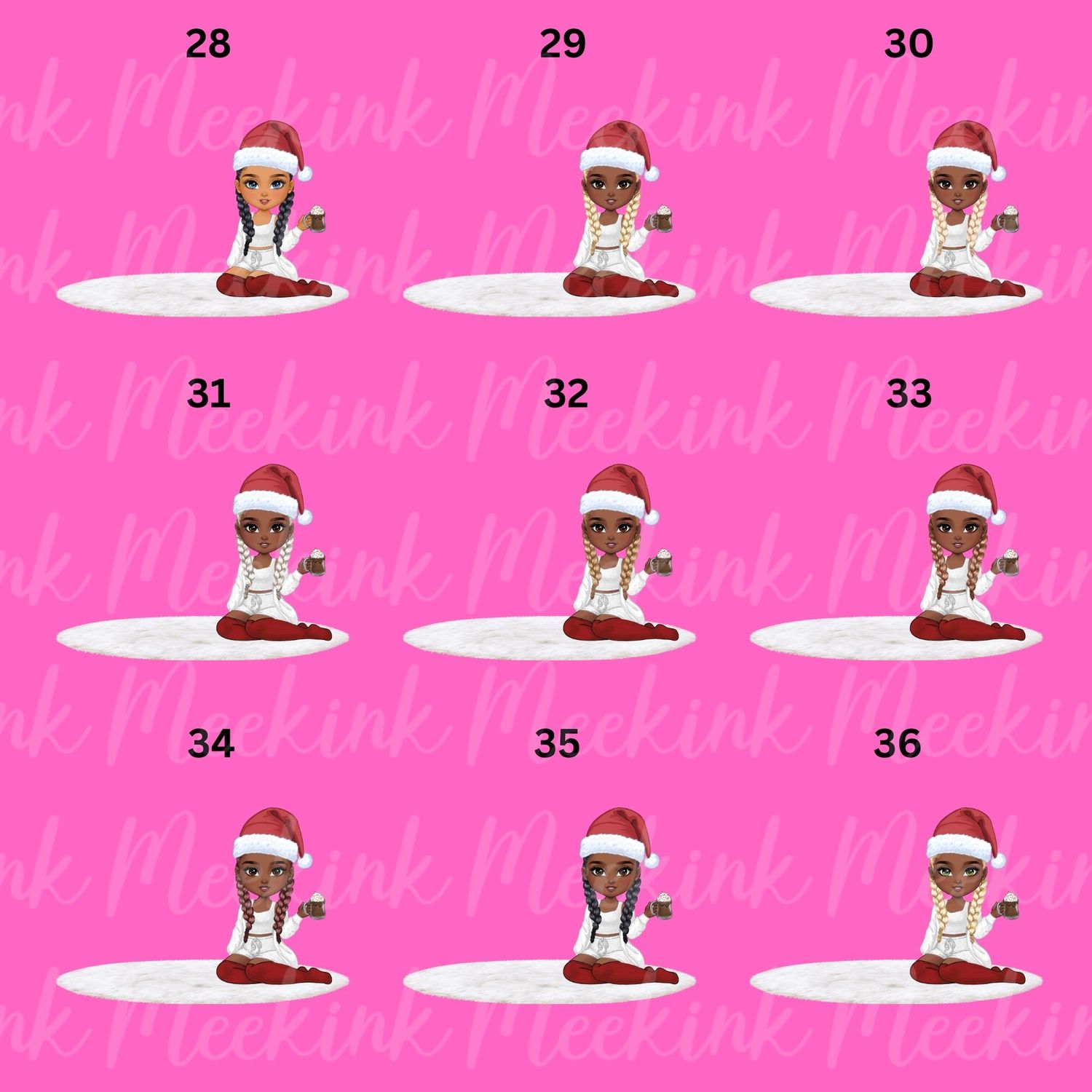 Christmas Girl Chibi Doll With Hot Choccy UVDTF or DTF Decal
