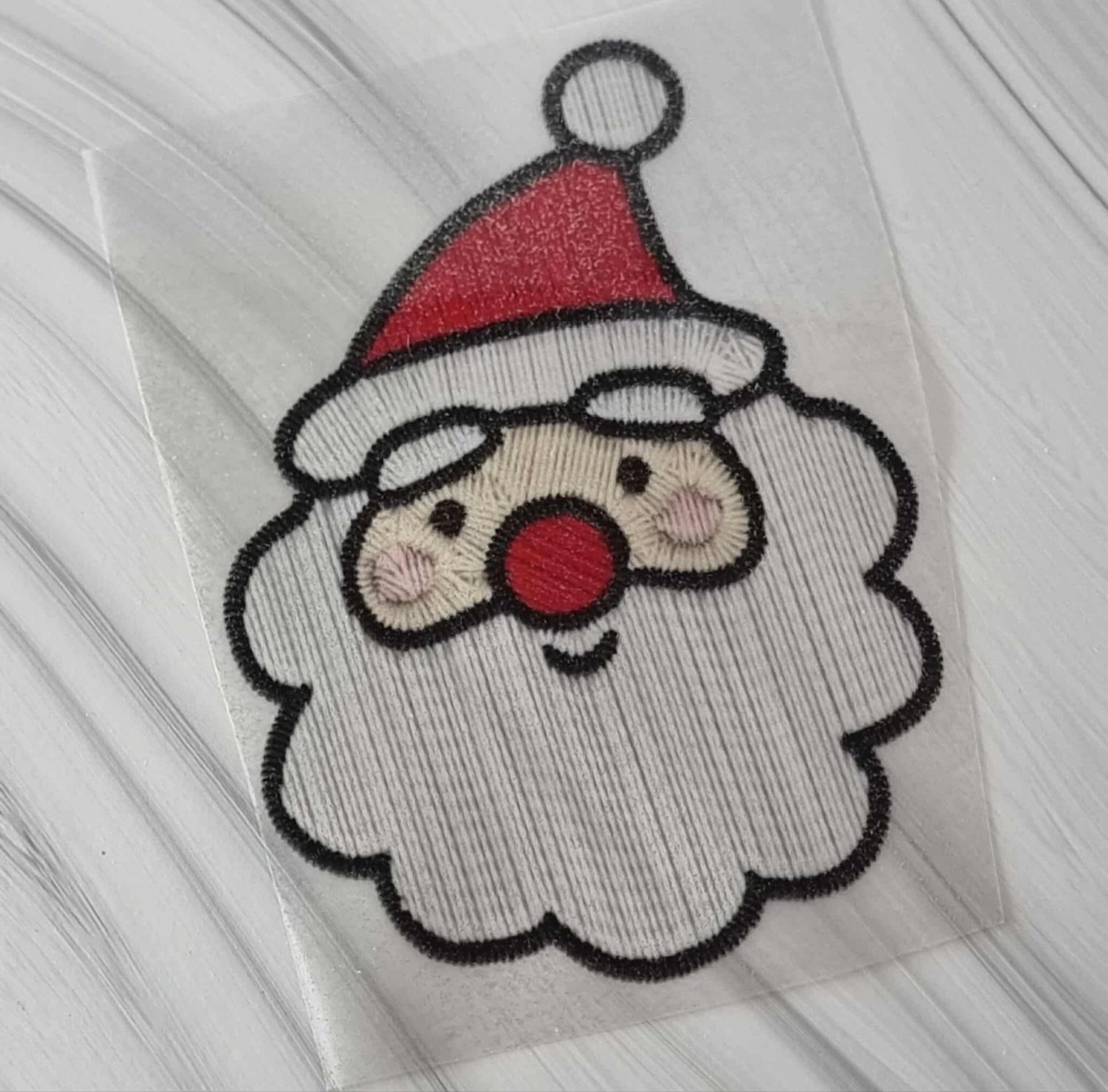 Glitter Faux Embroidery Santa Face DTF Decal
