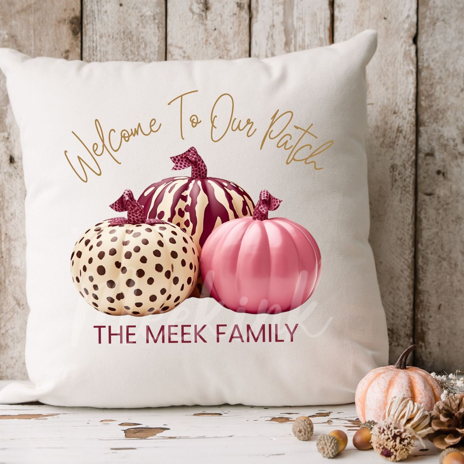 Welcome To Our Patch Leopard &amp; Pink Pumpkins DTF Decal