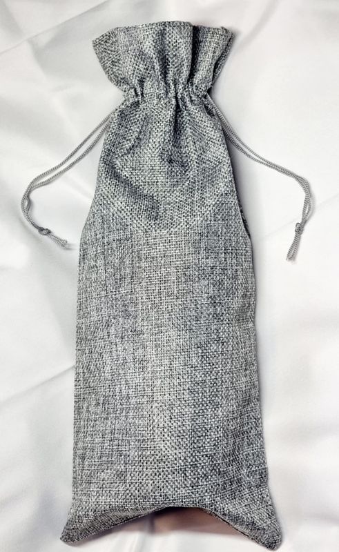Grey Jute Wine Bottle Gift Bag Craft Blank